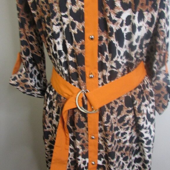 Olive & Oak Animal Print Dress M Orange Belt - Picture 7 of 12